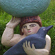 Woman, Egg and Crow 2013 H 1.5m Oil on limewood