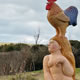 Woman and Cockerel 2015 H.2m Oil on limewood