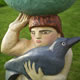 Detail of Woman, Egg and Crow 2013 H.1.5m Oil on limewood