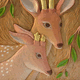 'Deer at Peachey's Corner', 2011 Oil colour and gold leaf on sweet chestnut H 80 x 58 cm