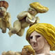 Leda and the Swan with Attendant Putti (Installation) 1990 Oil on Limewood H. of Leda 1.83m