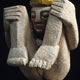 'Two Female Figures' 1990 Oil on Limewood. Height 180 cm